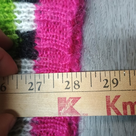 Vintage Mohair Turtle Neck Sweater Geometric Colorful 80s Sweater Tunic Large - Picture 5 of 7